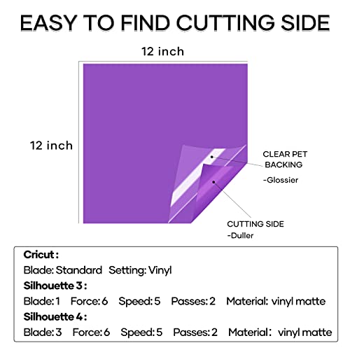 HTVRONT Permanent Adhesive Vinyl Sheets for Cricut Machine, 40 Sheets 12" x 12" Permanent Vinyl Bundle for Cups, Decals, Craft Projects HTVRONT