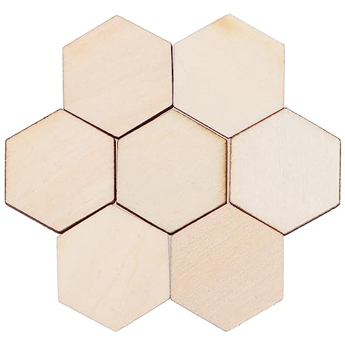 MAGICLULU 100pcs 25MM Unfinished Hexagon Wood Slices Wooden Unpainted Hexagon Blocks Blank Hexagon Wood Cutouts for DIY Crafts Home Decoration