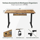 FEZIBO Standing Desk with Keyboard Tray, 55 × 24 Inches Electric Height Adjustable Desk, Sit Stand Up Desk, Computer Office Desk, Rustic Brown FEZIBO