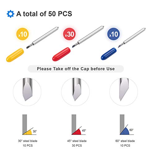 STREWEEK 50PCS Cutting Blades compatible for Cricut Explore Air/Air 2/Air 3/Maker 3, Fine Point Blades Consist of 10PCS 30°Shallow Cutting - WoodArtSupply