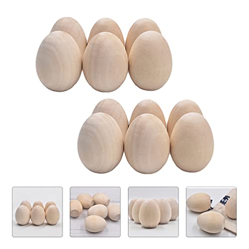 Unomor Wedding Decorations Childrens Toys 12pcs Unfinished Wood Easter Craft Eggs Wooden Fake Eggs for Crafts and Easter Egg Ornaments Wedding Unomor