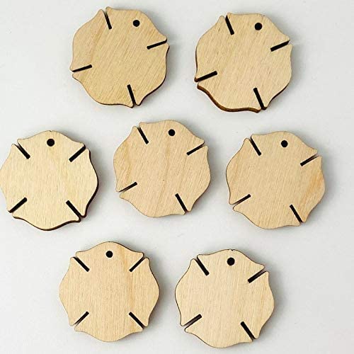 6-Pack Fire Department Fireman Fire Fighter Rescue Emblem Badge Shield Cross with Hole Unfinished Wood Cutout DIY Crafts Door Hanger Sign Ready to