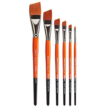 KINGART B-014 Premium 6 pc. Radiant 6400 Series Angular Shader Artist Brush Set, Synthetic Taklon for Acrylic, Oil Watercolor Paint, Short Handle, 6 KINGART