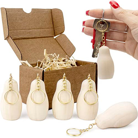 AEVVV Blank Nesting Doll Keychain 5 pcs - DIY Key Ring Blank Doll for Craft - Paint Your Own Matryoshka Key Chain - Russian Nesting Dolls to Paint AEVVV