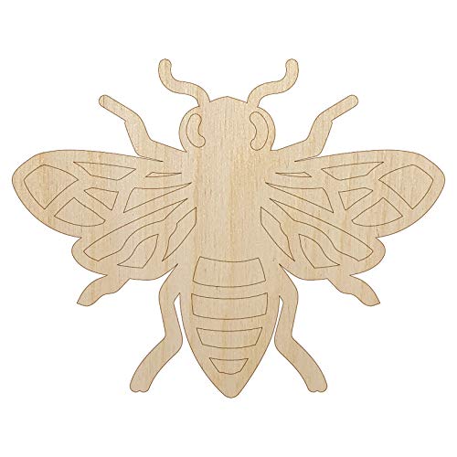 Bee Drawing Unfinished Wood Shape Piece Cutout for DIY Craft Projects - 1/8 Inch Thick - 4.70 Inch Size Sniggle Sloth