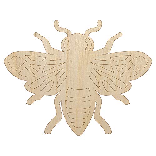 Bee Drawing Unfinished Wood Shape Piece Cutout for DIY Craft Projects - 1/8 Inch Thick - 4.70 Inch Size - WoodArtSupply