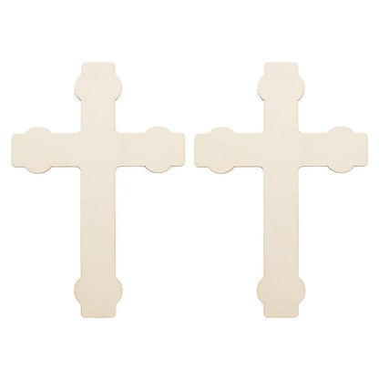 OLYCRAFT 2Pcs Unfinished Wood Pieces 6.6x9.8 Inch Cross Wood Pieces Cutout Unfinished Wood Undyed Wood Cross Slices Blank Wood Slices for DIY Crafts