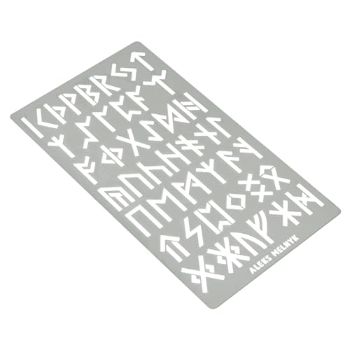 Aleks Melnyk No.35 Metal Stencil, Elder Futhark Runes, Ancient Alphabet, Sigil Magic Alphabet Stencil 1 PC, Template for Wood Burning, Pyrography Aleks Melnyk