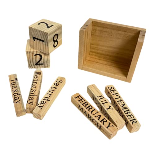 FULL OF INNOVATION Block calendar for desk, wooden rustic decor, 2024 and perpetual, wood office accesory, date day week month, new year, father FULL OF INNOVATION