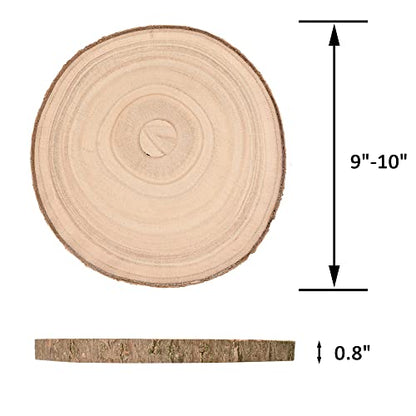 WILLOWDALE 5Pcs Large Wood Slices for Centerpieces, 9-10 Inches Unfinished Wood Circles for Crafts Rustic Wood Round Wooden Ornaments, Wood Decor for