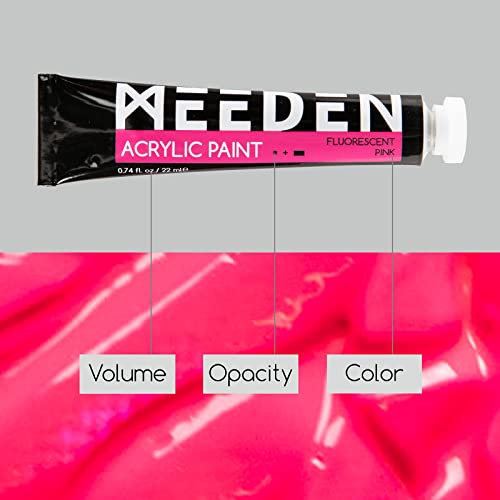 MEEDEN Fluorescent Acrylic Paint Set, Heavy Body Neon Acrylic Paint Tubes, 6 Colors 0.74 oz/22 ml, Glow in the Dark Acrylic Paints, Non Toxic Art - WoodArtSupply