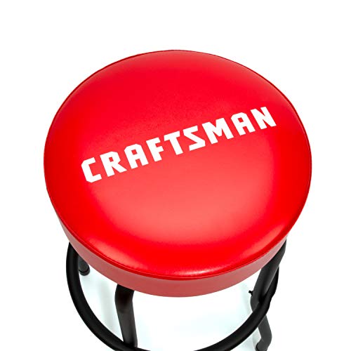 Craftsman Fixed Height Work Shop Stool, 28.5-inches Tall, Rip-Resistant Padded Vinyl Seat, 300-lb Capacity, 360-degree Footrest, Non-Marring Feet Craftsman