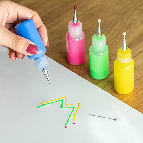 MAHITOI 4 Ultra-fine Tip Applicator Bottles 20ml Clear, for storing & applying craft supplies & mediums like glitter, glue, paint, stains, inks - MAHITOI