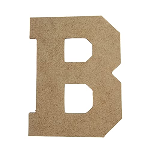 11" Wooden Letter B Unfinished, Collegiate Font, Craft Cutout 1-8" Thick - WoodArtSupply