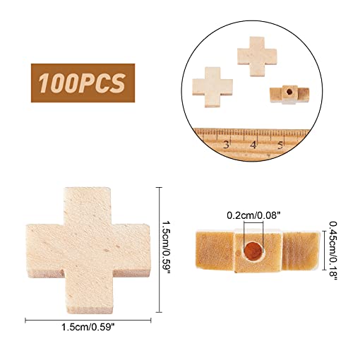 NBEADS 100 Pcs Wooden Cross Pendants, Unfinished Wood Cross Charms Natural Wood Cross Beads for Easter Party DIY Crafts Bracelet Necklace Jewelry NBEADS