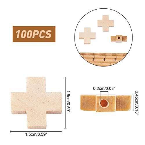 NBEADS 100 Pcs Wooden Cross Pendants, Unfinished Wood Cross Charms Natural Wood Cross Beads for Easter Party DIY Crafts Bracelet Necklace Jewelry