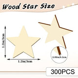 300 Pcs Wooden Stars,Unfinished Wood Star Shape Wood Pieces Wood Cutouts Small Wooden Stars for Craft DIY Memorial Day Flag Day Independence Day DECYOOL