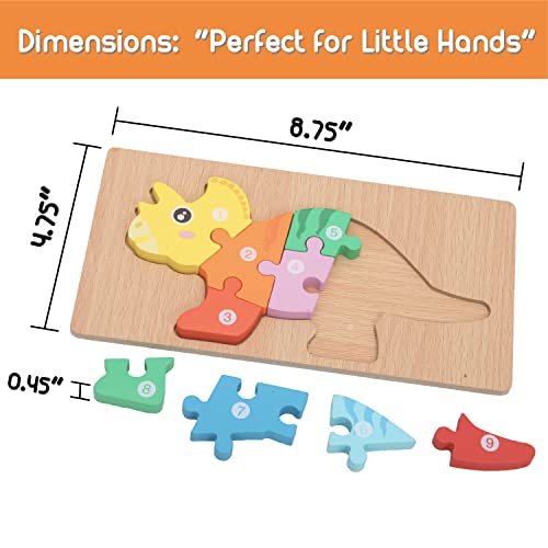 MONTESSORI MAMA Toddler Puzzles for Kids Ages 3-5 Dinosaur Puzzle 5-Pack, Montessori Toys for 3 Year Olds, Toddler Toys Age 2-4 Gifts for 3 Year Old Montessori Mama