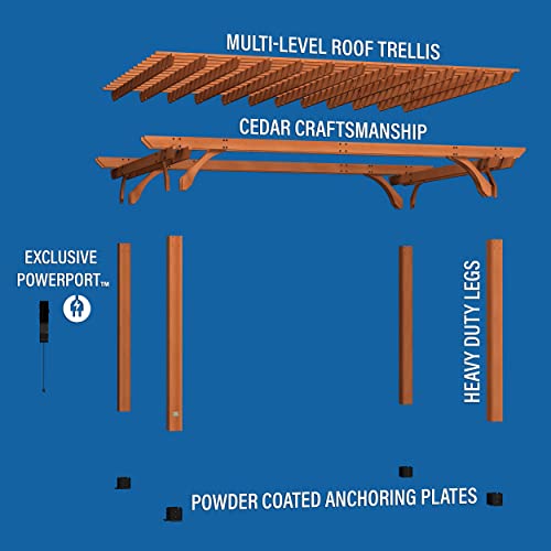 Backyard Discovery Beaumont 16 ft. x 12 ft. All Cedar Wooden Pergola Kit for Backyard, Deck, Garden, Patio, Outdoor Entertaining | Wind Rated at 100