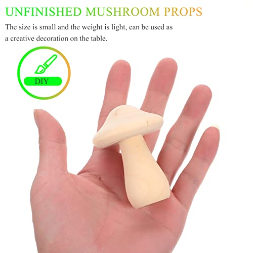 COHEALI 10pcs Wooden Mushroom Wooden Peg Figures Wood Carved Mushrooms Unfinished Doll Balnk Mushroom Model Wood Peg People Toy for Kids Wood Toys COHEALI
