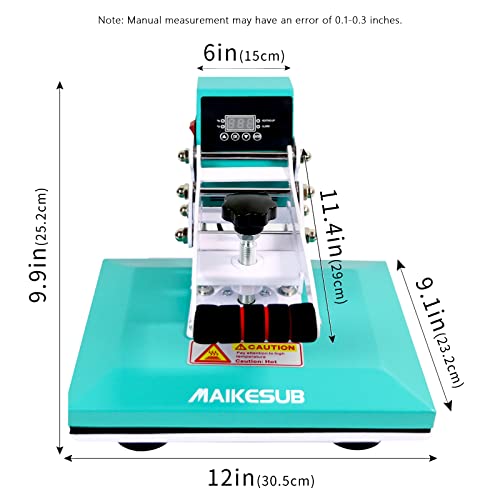 MAIKESUB 12x10 Inch High Pressure Heat Press Machine for T Shirts Digital Industrial Sublimation Printer for Heat Transfer Vinyl Intelligent Green - WoodArtSupply