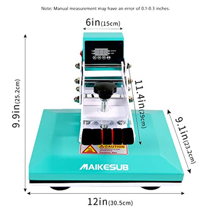 MAIKESUB 12x10 Inch High Pressure Heat Press Machine for T Shirts Digital Industrial Sublimation Printer for Heat Transfer Vinyl Intelligent Green - WoodArtSupply