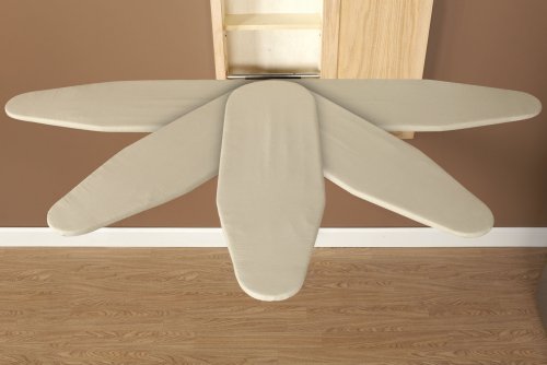 Household Essentials Ironing Board Cabinet, In-Wall Recessed Ironing Board Cabinet with Storage Shelves, Unfinished Wood, Oak Household Essentials