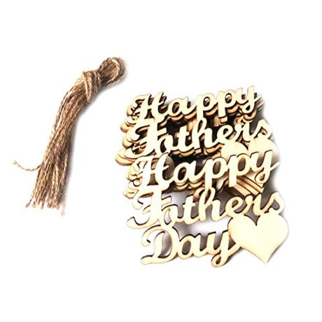 BinaryABC Happy Father's Day Crafts Wooden Embellishments Wood Tags,Father's Day Decorations Supplies,Best Dad Ever Decorations,10Pcs BinaryABC