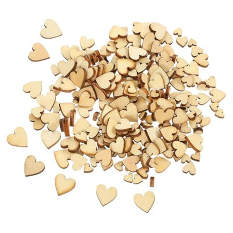 Yardenfun 400pcs Heart Shaped Wood Chips Wooden Craft Hearts Unfinished Wooden Cutout Valentines Day Ornaments Wedding Guest Book Decor Heart Sign Yardenfun