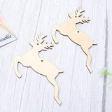 SUPVOX Wooden Chip Unfinished Wood Ornaments DIY Accessories Wood Cutouts Christmas Reindeer Wood Patches Home Bar Wedding Party 10pcs SUPVOX