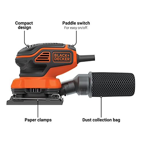 BLACK+DECKER 2.0 Amp Electric 1/4 Sheet Orbit Sander (BDEQS300) BLACK+DECKER