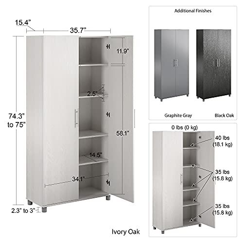 SystemBuild Evolution 36" Utility Storage Cabinet, Black Oak SystemBuild