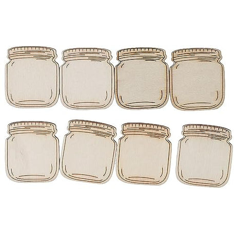 Uniquer 100Pcs Wooden Mason Jar Shape Cutouts Wooden Pieces Craft DIY,Log Color Home Decoration Art,Unfinished Wooden Crafts Uniquer