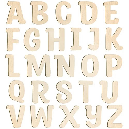 She Love 6 inch Wooden Letters 26Pcs Wooden Alphabet Letter for Crafts Unfinished Wood Letters for Home Wall Decor Kids Arts Painting DIY Learning