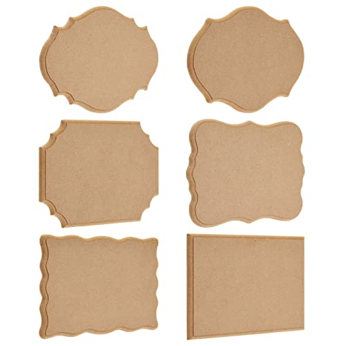 12-Pack MDF Unfinished Wood Plaques, 7.2x5 Inch Mini Boards, Rustic-Style Signs, Natural Signboards for Home Decor and DIY Projects, 6 Designs, 2 of Juvale