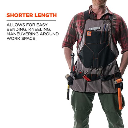 Ergodyne - 13694 Arsenal 5704 Torso Length Work Tool Apron, 22-Pockets, Gray - WoodArtSupply