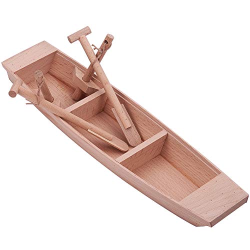 GORGECRAFT 11.6 Inch Large Wooden Boat Unfinished Natural Canoe Wood Craft Project Nautical Fishing Boat Model Ocean Landscape Ornamnets Sailboat - WoodArtSupply