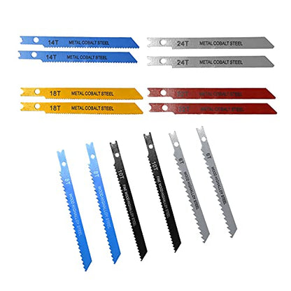 Saihisday 14PCS U-Shank Jigsaw Blades Jig Assortment for Wood Metal Cutting - WoodArtSupply