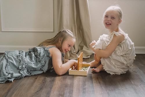 Brooklyn Neutral Wooden 4 in a Row Game- Aesthetic Board Games-Wooden Connect Four-Neutral Coffee Table Decor- Montessori Travel Games for Kids and Brooklyn Neutral