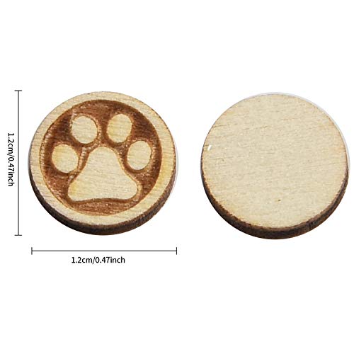60 Pcs Mini Wood Stud Earring Blanks Laser Cut Craft Wood Shapes (Paw Print) CHENRUI