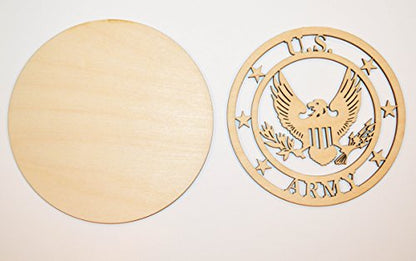 U.S. Army Badge Unfinished Wooden Military Craft Cut Outs USA05