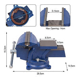 6" Heavy Duty Bench Vise, Pipe Vise Bench Vices with Anvil Swivel Table Top Clamp Locking Base, Double Swivel Rotating Vise Head& Body Rotates sanheshun
