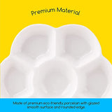 MEEDEN 7-Well Studio Porcelain Paint Palette Tray,Set of 3 w/Color Box, Artist Mixing Colour Tray by 4-3/4 Inches for Watercolor Gouache MEEDEN