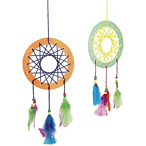 Colorations DIY Make Your Own Dream Catcher Arts and Crafts Kit Includes Rings, Beads, Feathers, Yarn Instructions - WoodArtSupply