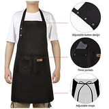 Hongsome Artist Apron,Paint Garden Pottery Teacher Painting Aprons for Adults Women 3 Pockets, Adjustable Bib Apron for Art Gardening Cooking Black Hongsome