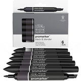 Winsor & Newton ProMarker Set, 6 Count, Blacks + Blender Winsor & Newton