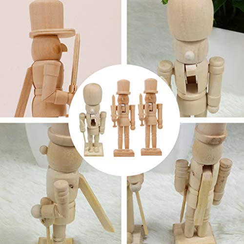 BESPORTBLE Unfinished Nutcracker: 3Pcs Christmas Wooden Nutcracker Soldier 4.7 Inch Christmas DIY Nutcracker Figures (Random Pattern)