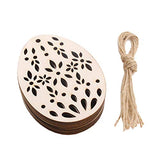 SEWACC 20pcs Wooden Easter Ornaments Crafts Unfinished Wood Pieces Wooden Easter Egg Cutouts Easter Egg Shape Wooden Pendants Easter Hanging SEWACC