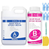 Epoxy Resin Kit, Crystal Clear Deep Pour Epoxy Resin for River Tables, Live Edge and Wood Filler, ¾ Gallon Clear Casting Pourable Epoxy Resin(2:1 Mix JDiction