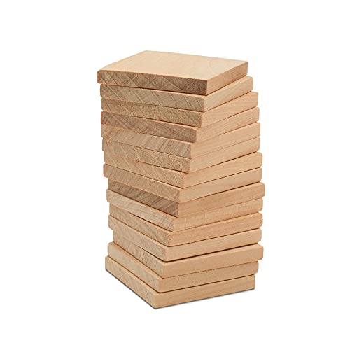 Wood Tiles, 1-1/2 x 1-1/2 Inch, Pack of 25 Blank Wood Squares for Crafts, Wood Burning, Laser Engraving, and DIY, by Woodpeckers - WoodArtSupply